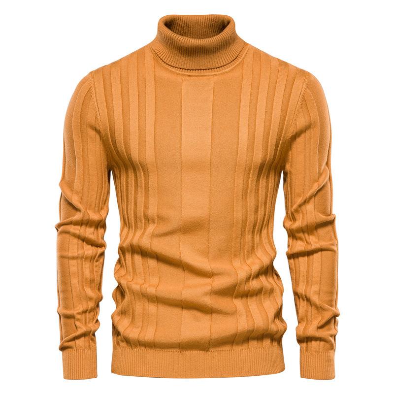 Garden supplies2 Winter Slim Fit Warm Pullovers Turtleneck Sweater Men Quality Knitted Striped Mens Sweaters Pull Men