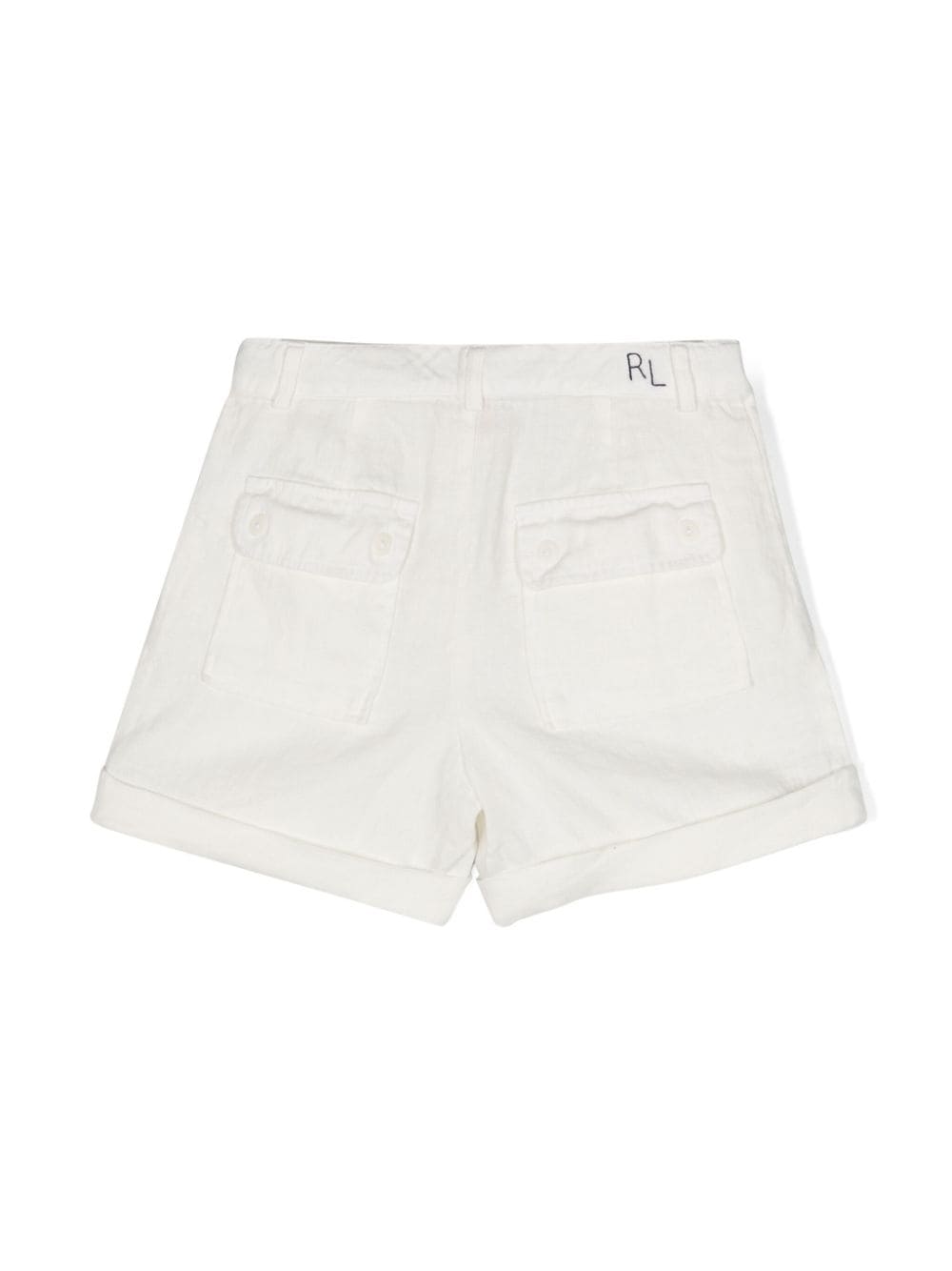 Ralph Lauren Kids Polo Pony-embroidered linen shorts - Wit