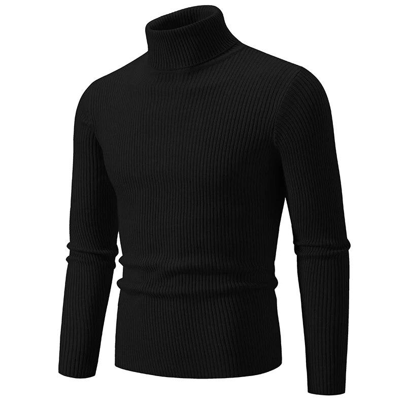 LEEFONA Men's Casual Sweater Basic Solid Elastic Turtleneck Slim Fit Jumpers Spring Knitted Comfortable Sweaters Pullovers
