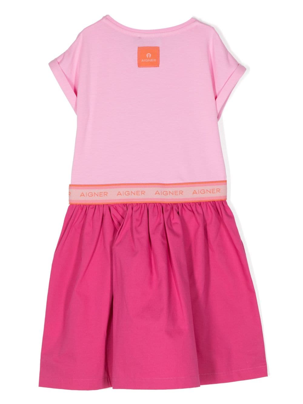 Aigner Kids graphic-print cotton-blend dress - Roze