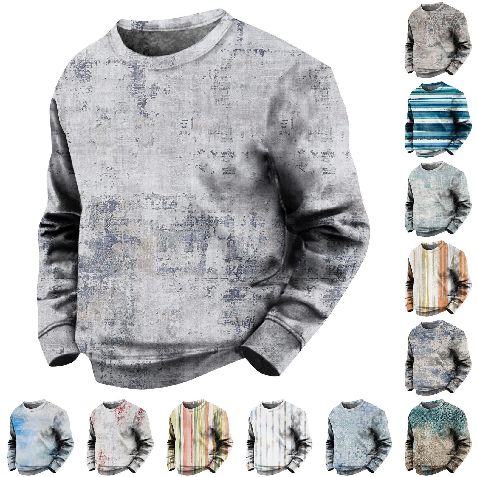 WhyMe Men'S Printed Sweatshirt Outdoor Ethnic Printed Loose Long Sleeved