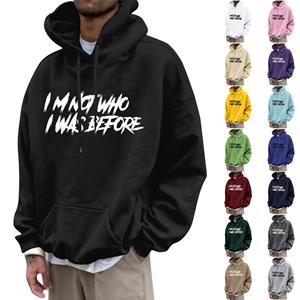 WhyMe Men's Loose Printed Hooded Sweatshirt Men's Casual Fashion Sports Sweatshirt
