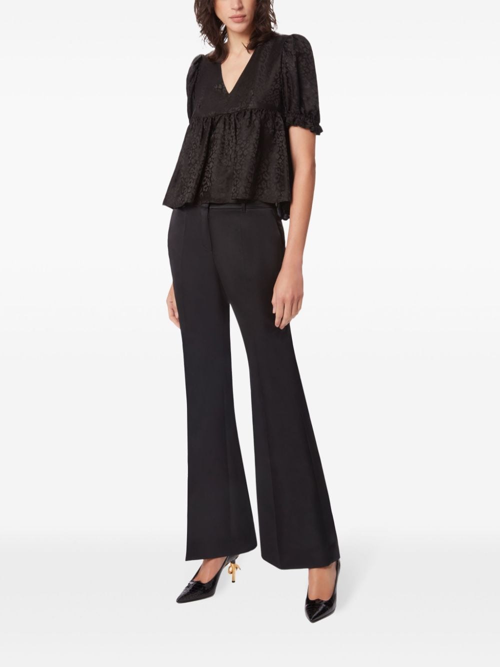 Nina Ricci tailored flared satin trousers - Zwart