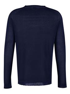 120% Lino crew-neck linen jumper - Blauw