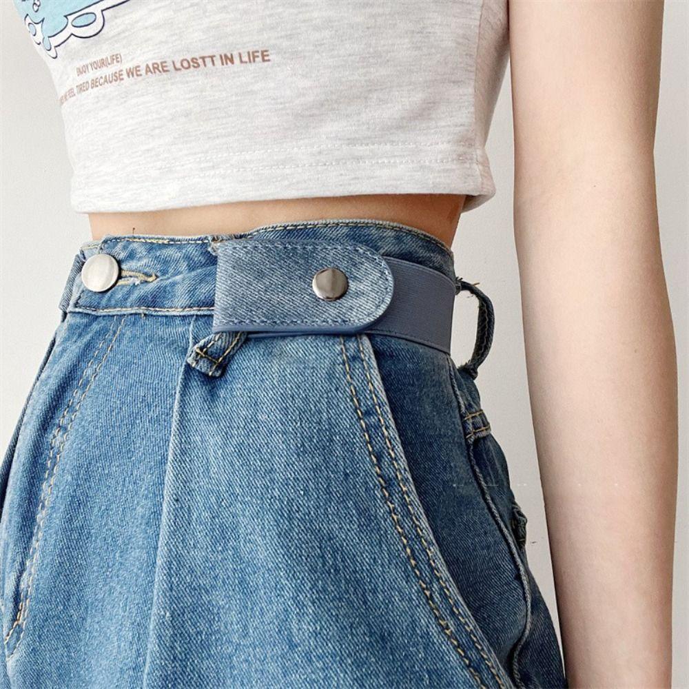 ErmuTobu Japanese Decoration Elastic Belt Without Buckle Buckle Free Belt Lazy Belt   Ladies Jeans