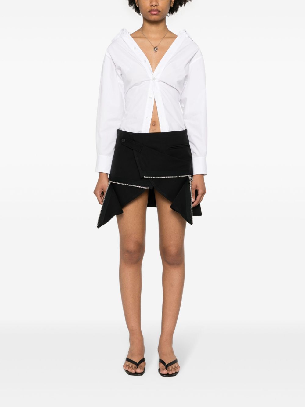 Courrèges wrap-design cotton skirt - Zwart