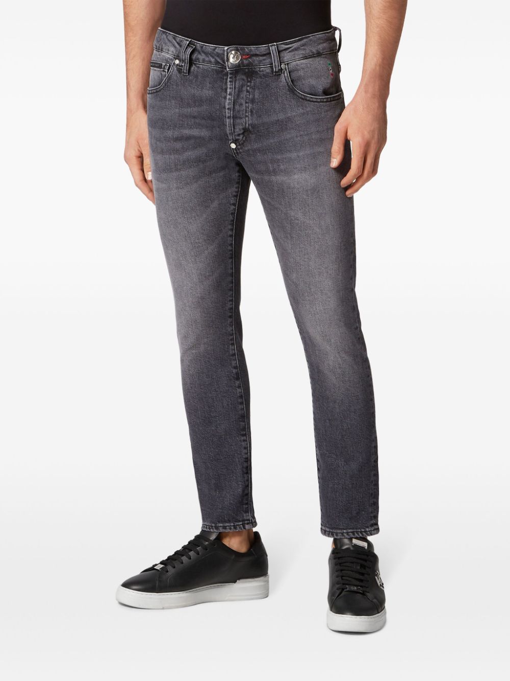 Philipp Plein appliqué-detail slim-fit jeans - Grijs
