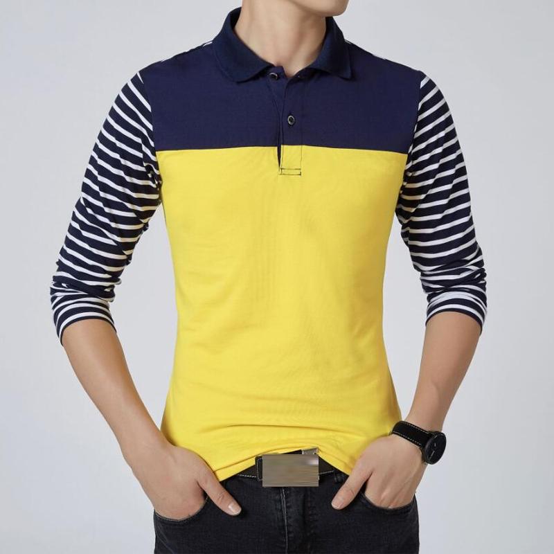 Bengbukulun Spring and Autumn Long Sleeved Polo Shirt for Men, Personalized Striped Men's Printed Comfortable Polo Shirt.