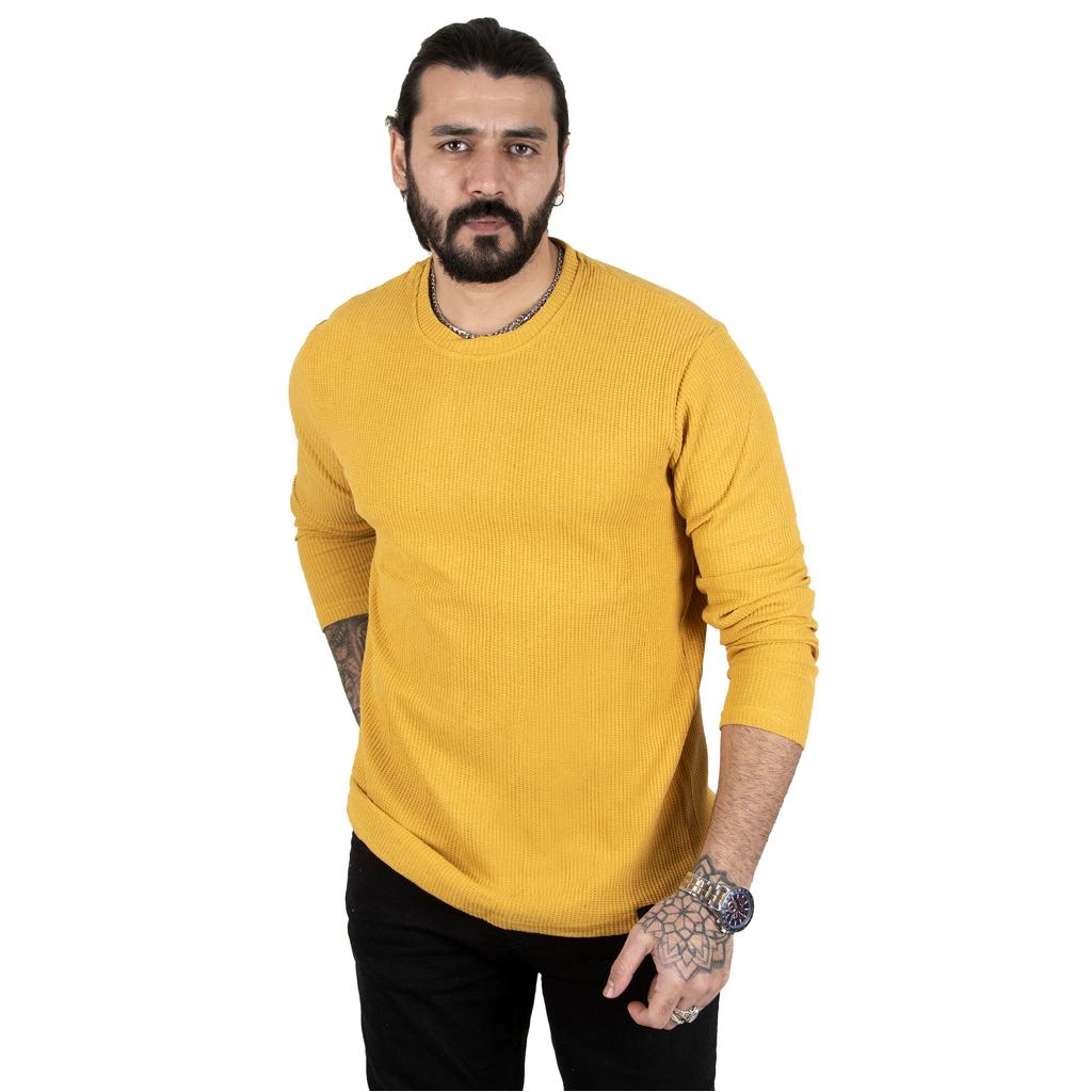 DeepSea Waffle Fabric Patterned Crew Neck Men's Sweatshirt 2303099
