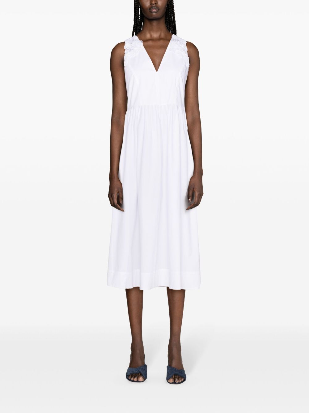 TWINSET Midi-jurk met bloemenkant - Wit