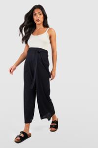 Boohoo Zwangerschap Geribbelde Culottes Met Ceintuur, Black