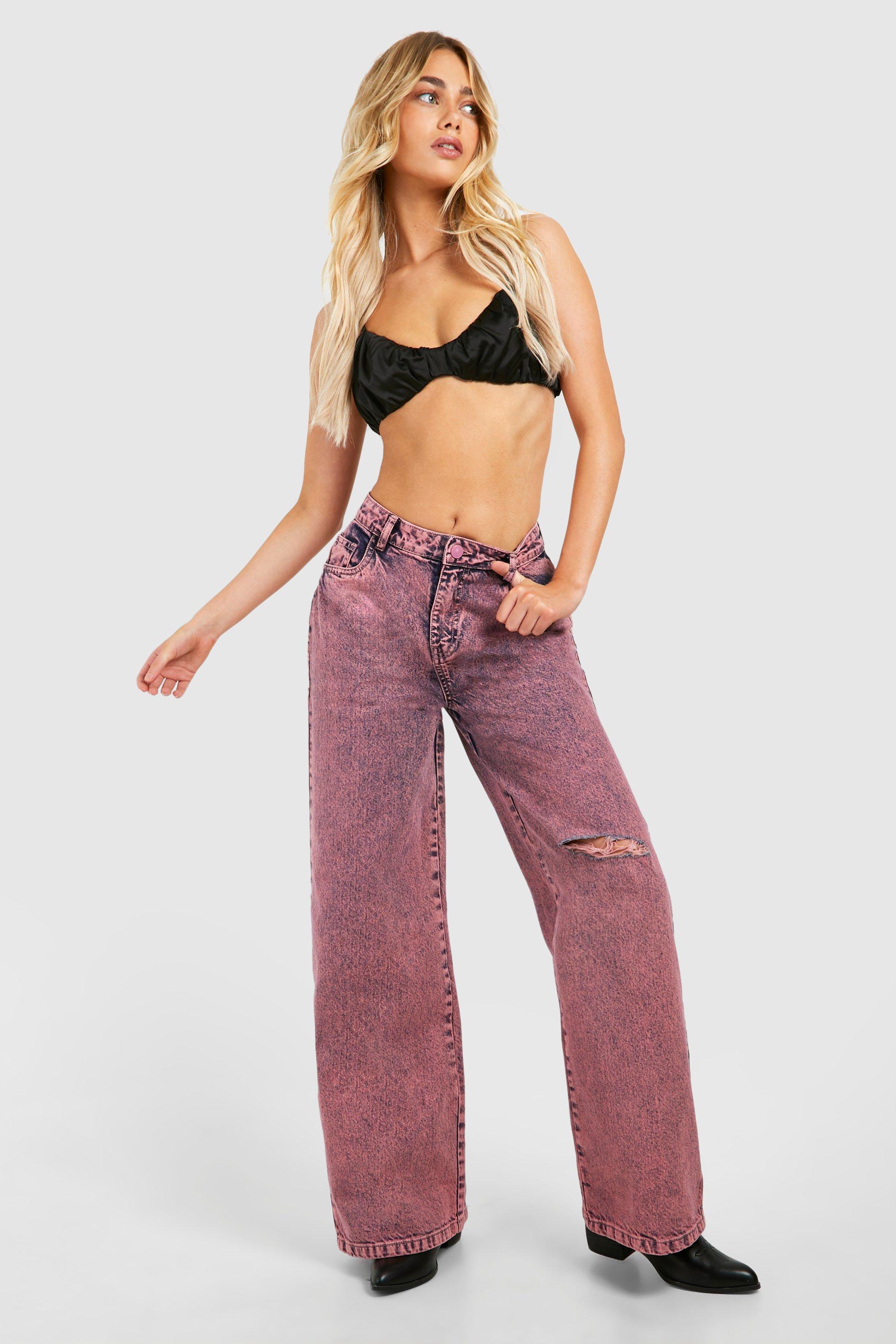 Boohoo Pink Washed Wide Leg Jean, Pink