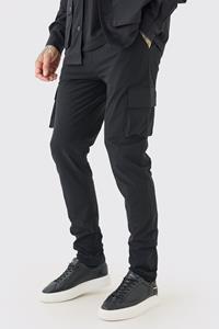 Boohoo Tall Elastic Lightweight Stretch Skinny Cargo Trouser, Black