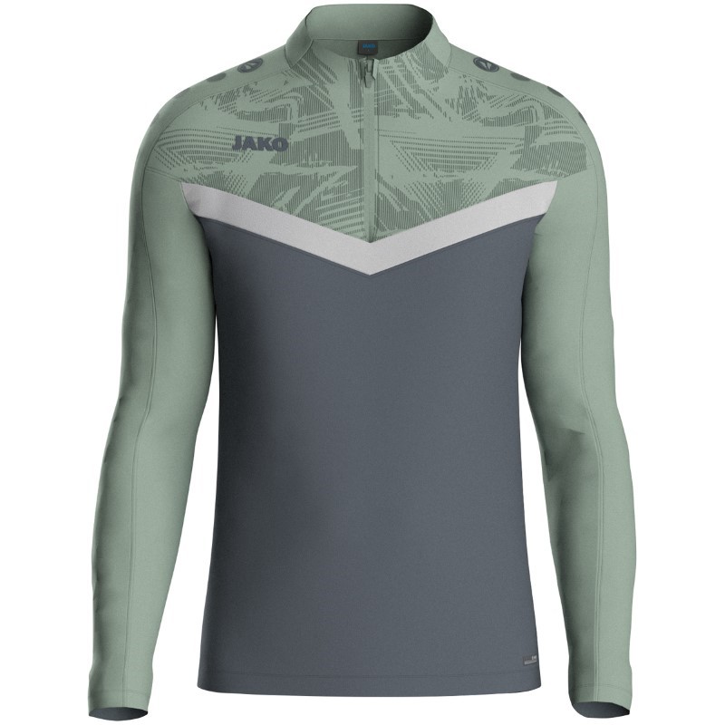 JAKO Iconic 1/4-Zip Sweatshirt Kinder 852 - anthra light/mintgrün/soft grey