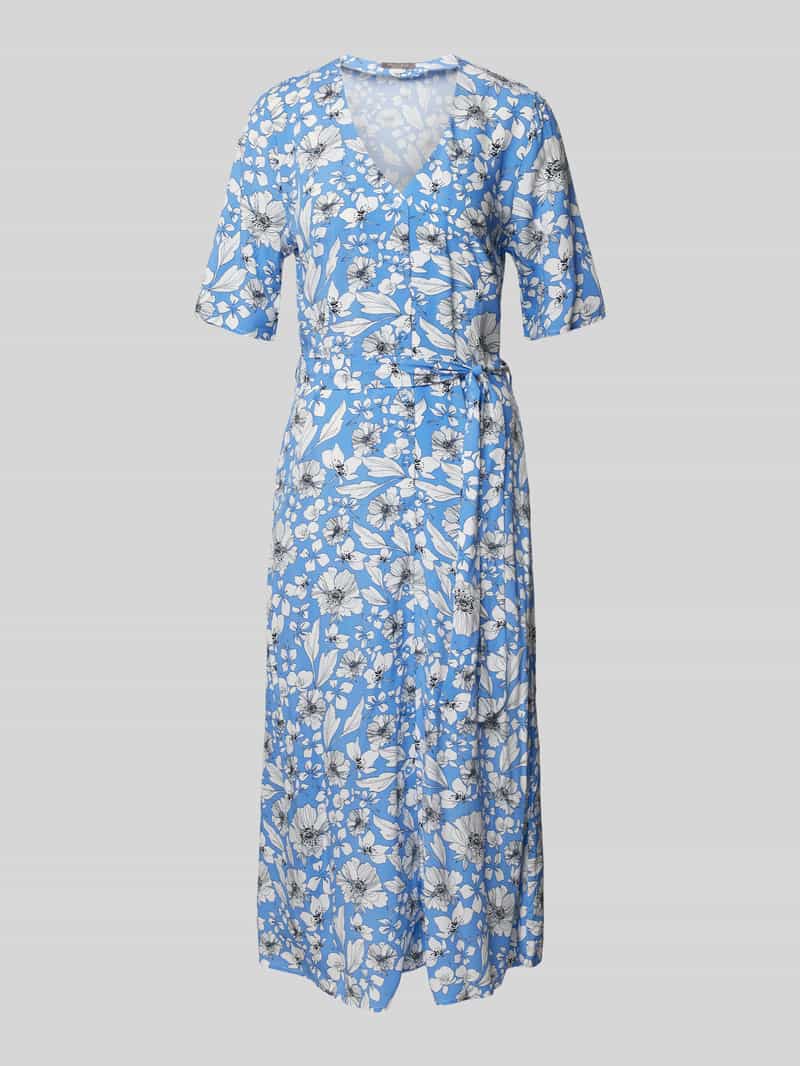 Christian Berg Woman Selection Midi-jurk met bloemenmotief en strikceintuur