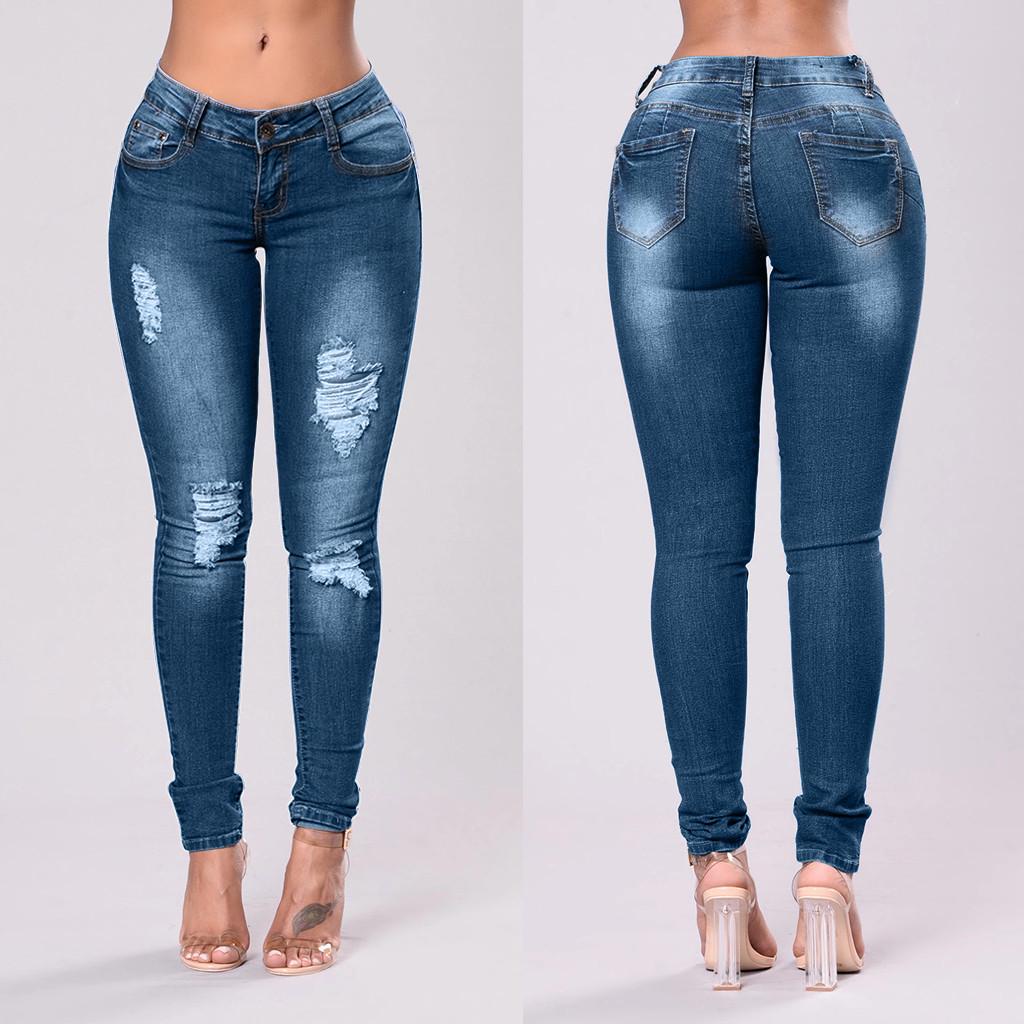 Lovelife0814 Dames middengetailleerde skinny gat denim jeans stretch slanke broek kuitlengte jeans
