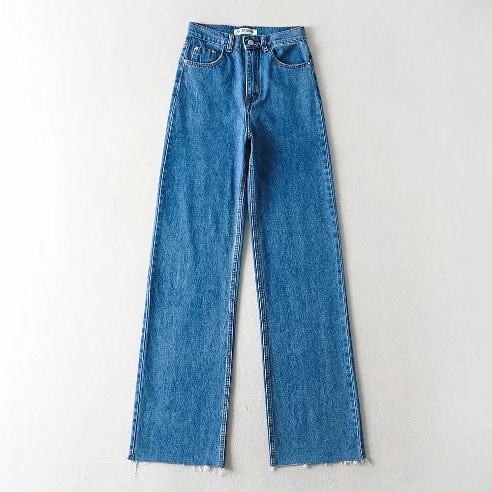QJ81TR Casual mode rechte pijpen damesjeans denim bodem harajuku vriendje lange hoge taille baggy jeans herfstbroek
