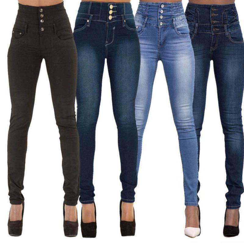 BE THRIVED S - XXL skinny potloodbroek met hoge taille voor dames Stretch denim jeansbroek Pantalones De Mujer