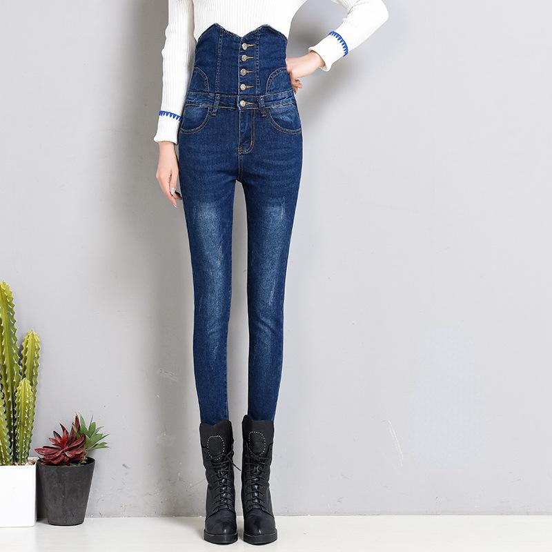 MOJTA Vrouwen Plus Size Taille Jeans Lente Herfst Slanke Stretch Potlood Jeans Casual Vrouwelijke Denim Broek