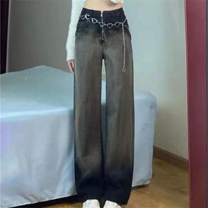 Yukiesue Lente 2022 Womens Fashion Hoge Taille Esthetische Vrouwen Wijde Pijpen Jeans Baggy Vrouw Denim Capri Broek Jean Moeder Jeans broek
