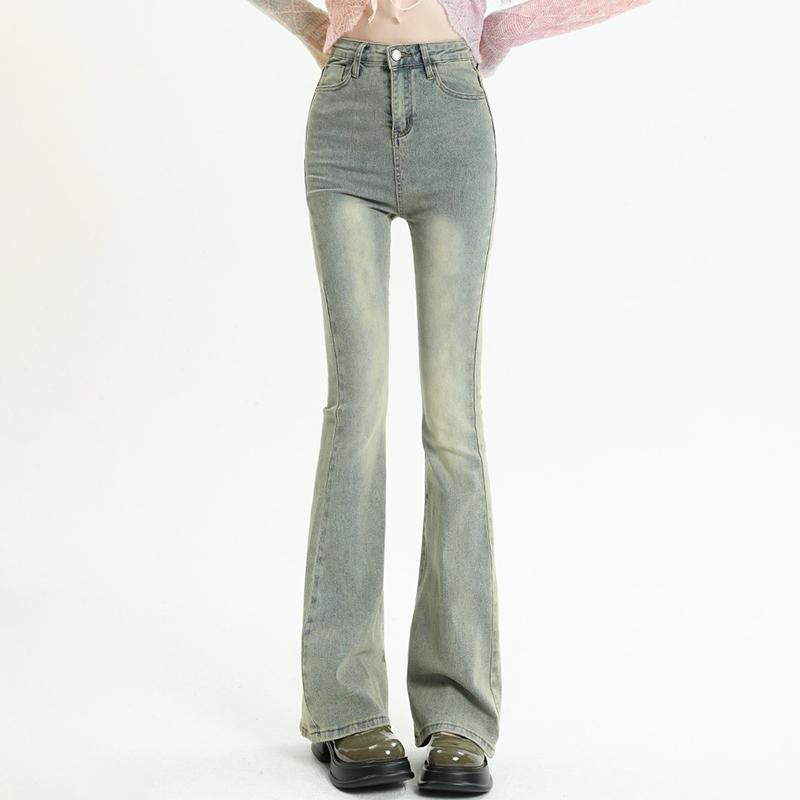 MAYADI CLOTHING Amerikaanse Hoge Taille Flare Jeans Vrouwen Zomer Slanke Skinny Jeans High Street Denim Casual Streetwear Mode Blauw Y2K