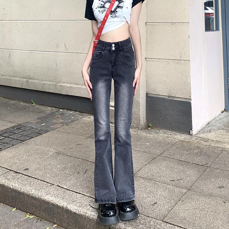 SIMANNIKA Retro Jeans Dames Herfst Mode Koreaanse Versie Ins Hoge Taille Afslanken Casual Rechte Broek Streetwear Uitlopende Broek Y2k
