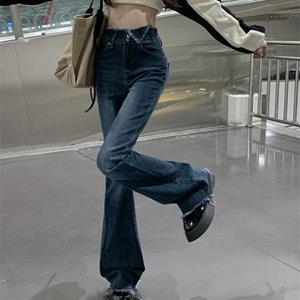 SIMANNIKA Damesjeans Lente- en zomermode Hoge taille Slim-fit elastische designbroek Trend Streetwear Vintage Y2K uitlopende broek