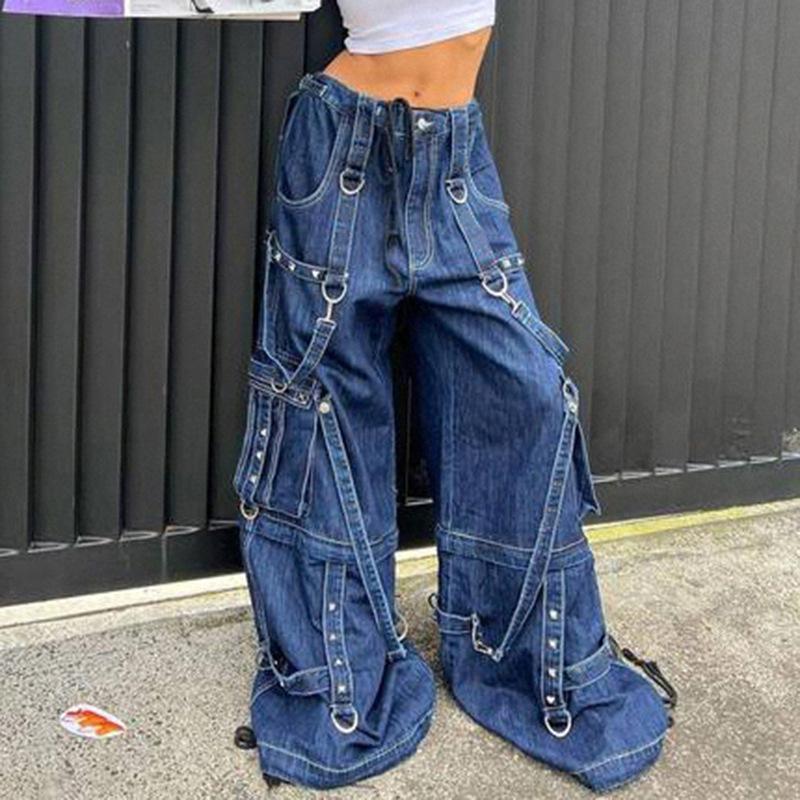 Cider Baggy Jeans Punk Streetwear 90s Low Rise Cargo Broek Vintage Y2k Kleding Vrouwen Trendy Denim Wijde Pijpen Broek