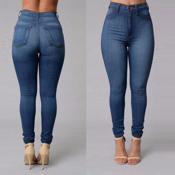 Heimao1949 Mode Vrouwen Klassieke Lange Broek Potlood Denim Broek Hoge Taille Jeans Legging Bottom Slim Jean Plus Size Broek