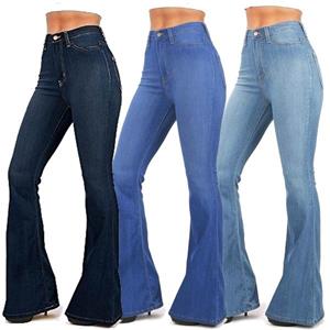 Heimao1949 Damesmode denim lange broek Hoge taille Bell Bottom Slim Fit uitlopende jeans Wijde pijpen broek