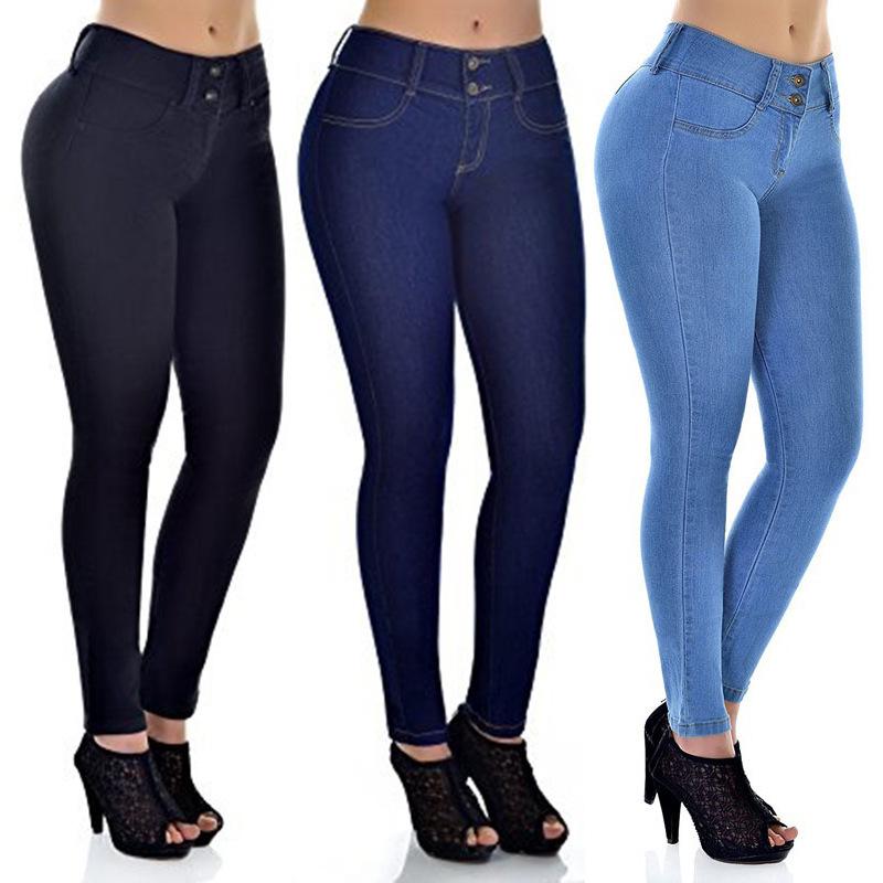 Heimao1949 Lente jeans voor dames slanke skinny bodycon denim jean pantalon femme potloodbroek plus maat