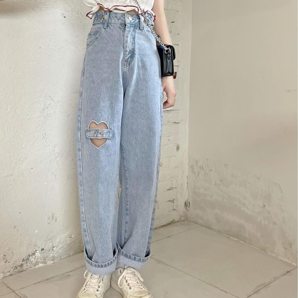 XK22GD Jeans Dames Zomer Hart Uitgehold Empire Fashion Denim Mujer Hipster Student Mooie minimalistische Retro Dagelijkse nieuwe broek