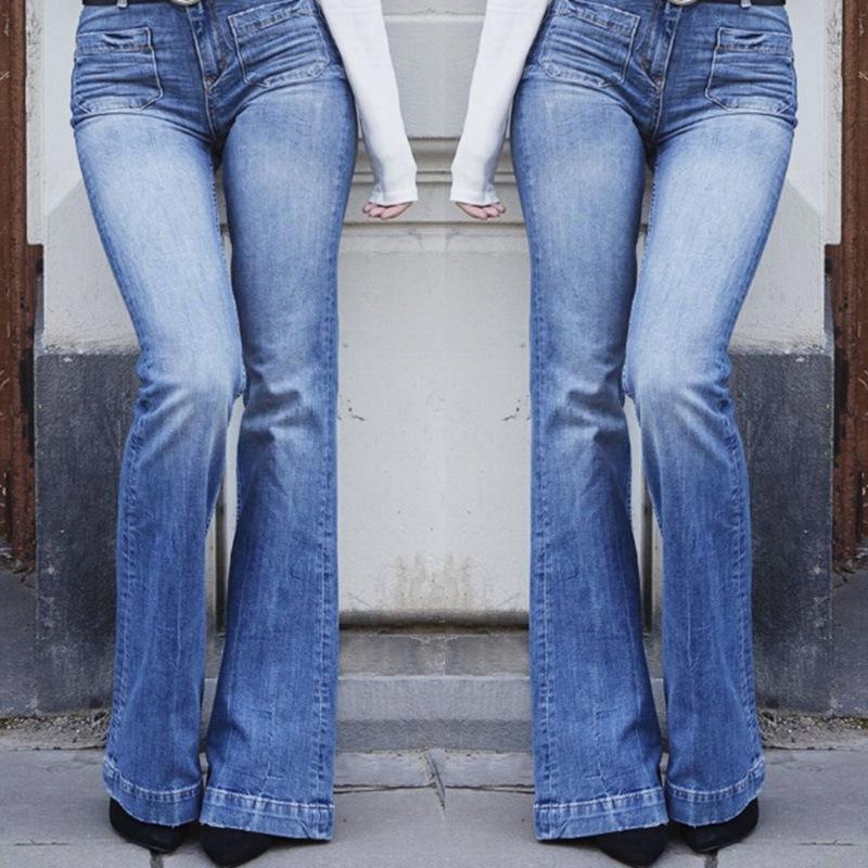 Miss Hong Wardrobe Jeans Damesmode Trend Slank Afslanken Uitlopende broek met hoge taille Gewassen en gepolijste witte broek Dames