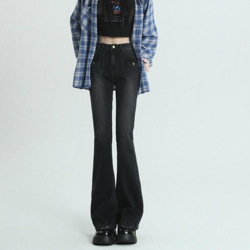 SIMANNIKA Amerikaanse retro design denim broek 2023 lente en herfst hoge taille slanke elastische jeans voor dames vintage Y2k straatmode
