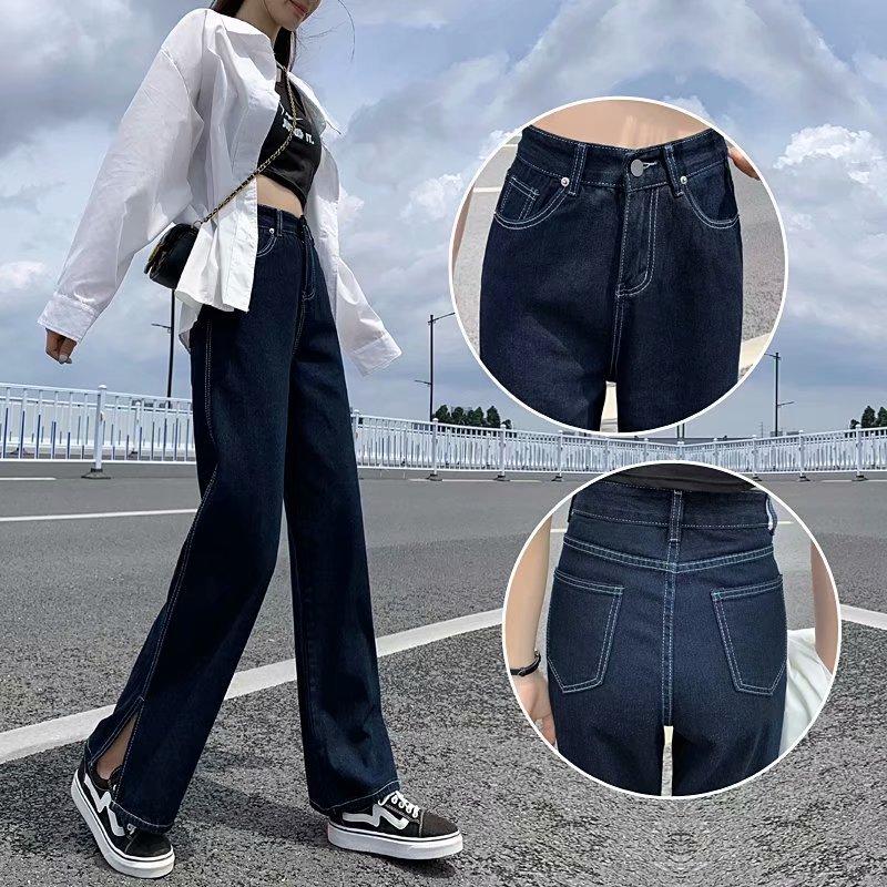 SIMANNIKA Dames Temperament Hoge taille Jeans Koreaanse Mode Y2k Herfstbroek Trend Harajuku Ins Losse Casual Denim Broek Chique Elegant