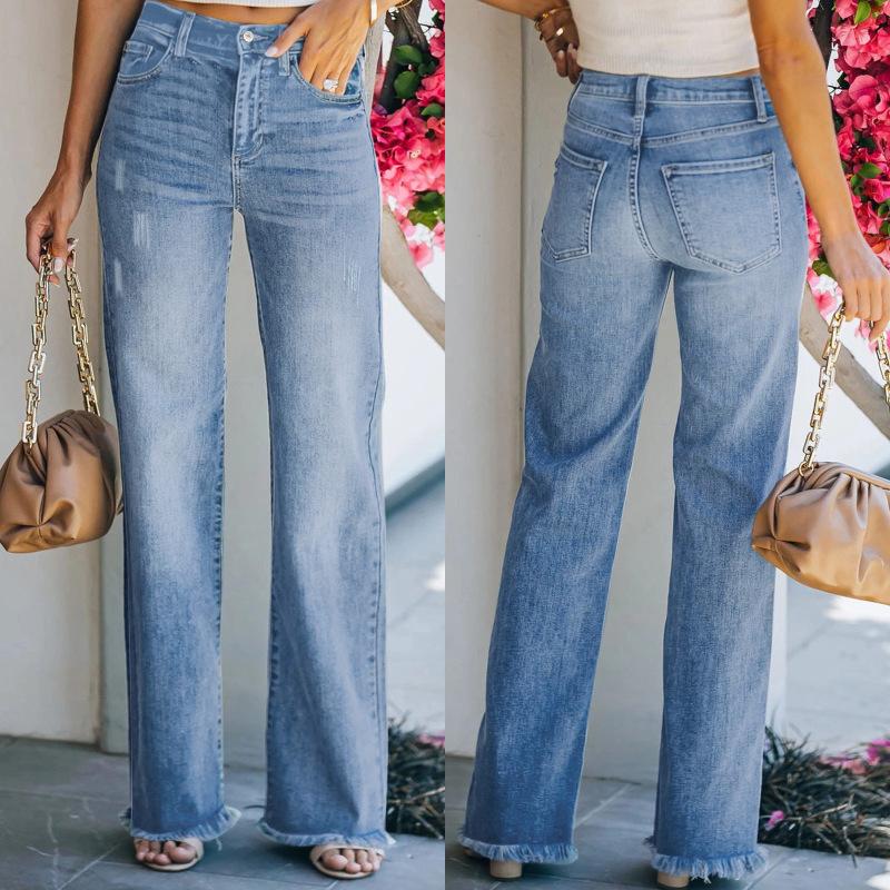 Wangpai Apparel Micro-uitlopende jeans met hoge taille en stretch voor dames