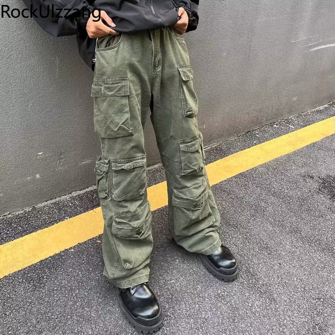 Black Strawberry Cloth Multi Pocket Losse Rechte Cargo Jeans Denim Broek plus size broek damesmode casual y2k techwear harajuku hiphop