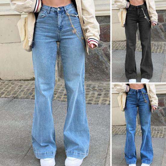 Mieshangle Denim broek, elastische taille, aankleden, ademend, mode, mid-taille, dames, wijde pijpen, casual jeans voor daten