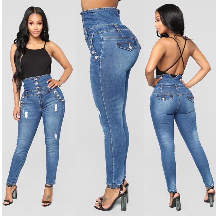 Lucky Variety Dames skinny jeans met hoge taille, elastische potloodjeans