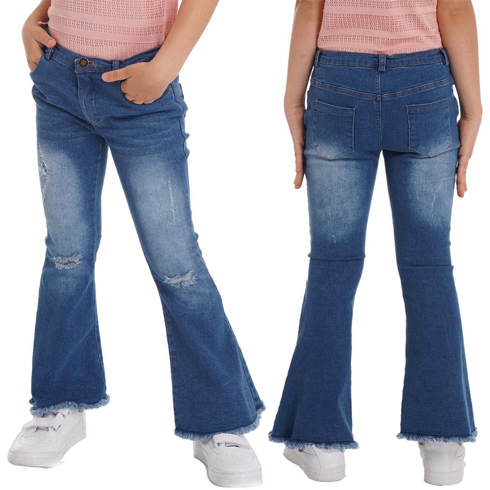 YOOJIA Meisjesmode Hoge taille jeans Flares Casual wijde pijpen denim jeans Jeugd lange broek Bell-bottoms