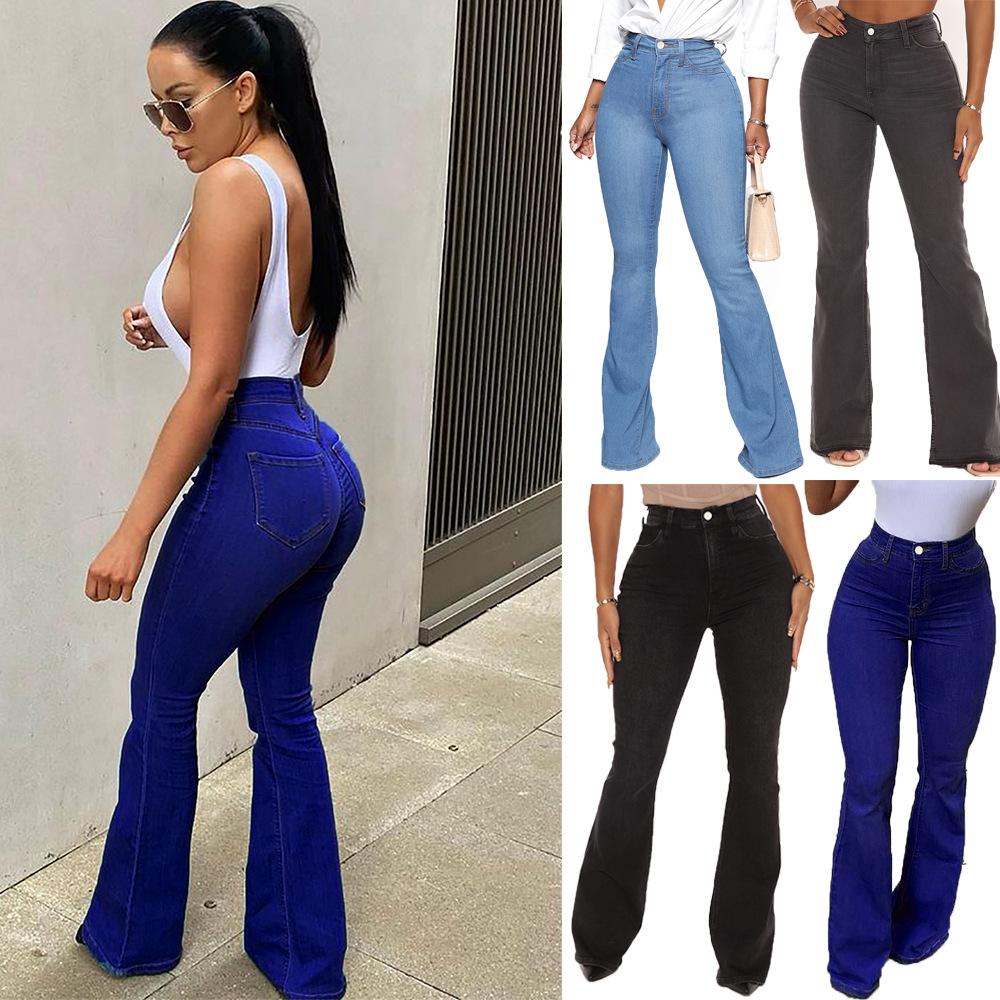 IGnb-Women Clothing Flared Jeans Hip Lift Slim Plus-maat damesbroek