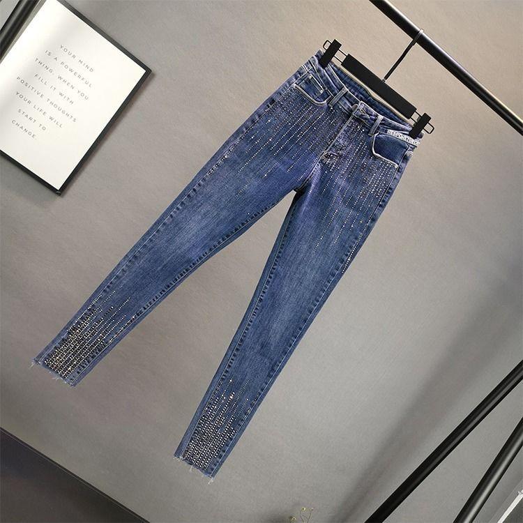 Sports Home -1 Jeans Dameslente en herfst Slim Fit Slim Diamond-legging met hoge taille