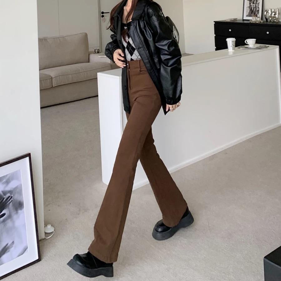 Rockulzzang Dames Bootcut Flare Denin Jeans 2024, Bruine Jean Bell Bottom met hoge taille, Zwarte uitlopende broek, Koreaanse Y2K-kleding, Curvy Strtchy