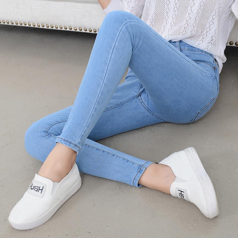 Zhuoneng Clothing Jeans met hoge taille Negenminutenbroek 2024 Herfst Nieuwe Koreaanse versie van The Hundred Slim Thin Elastic Foot-broek