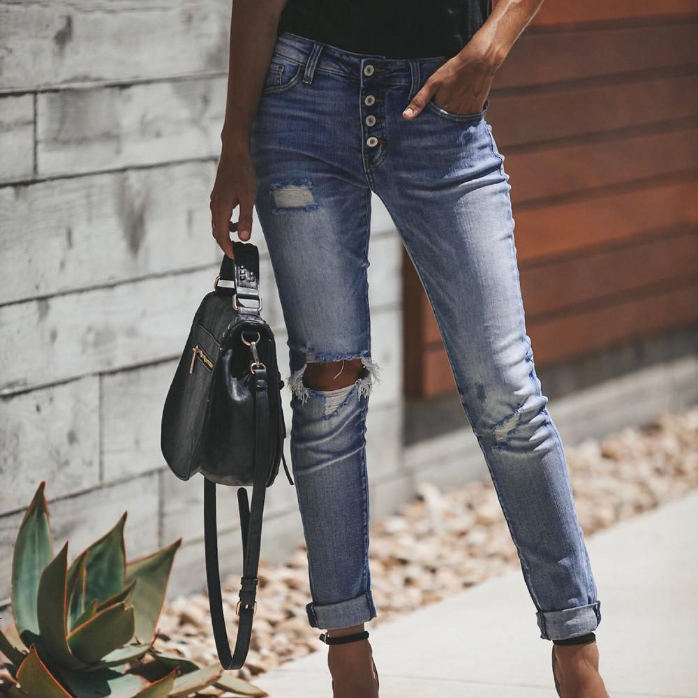 WhyMe Dames skinny denim jeans met hoge taille, stretchbroek, kuitjeans