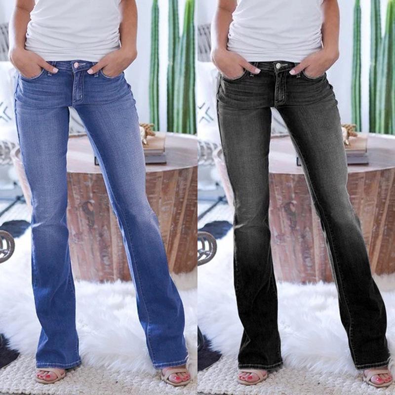 DignBio 2024 Lente en herfst elastische luidsprekende jeans met lage taille, elastische damesdenim