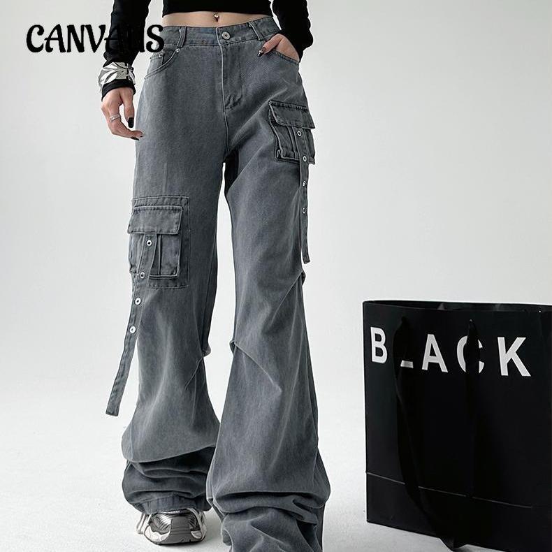 CANVAUS Jeans Werkbroek Dames lente en herfst Casual microbroek met hoge taille