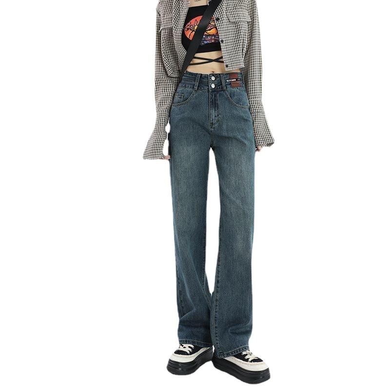 21top Vintage wijde pijpen jeans dames hoge taille lente losse rechte broek