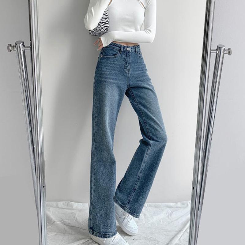 Seventy-two change clothing Hoge taille jeans met rechte pijpen, dames casual wijde pijpen denim broek, dames losse streetwear jeans