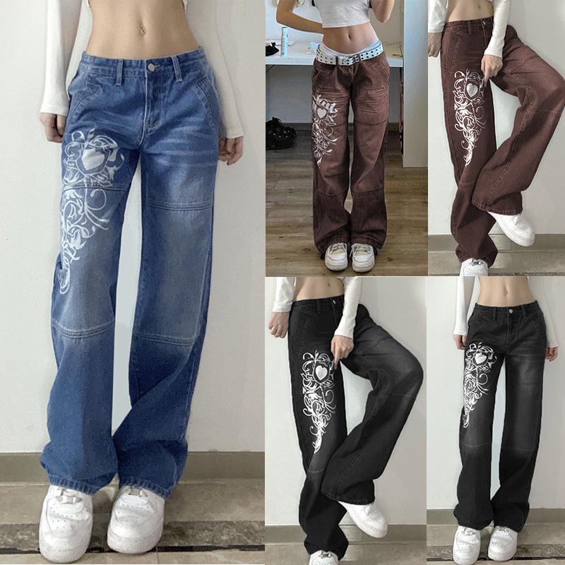FIVE FIVE Vintage rechte wijde pijpen jeans dames Y2K Harajuku casual hiphopbroek
